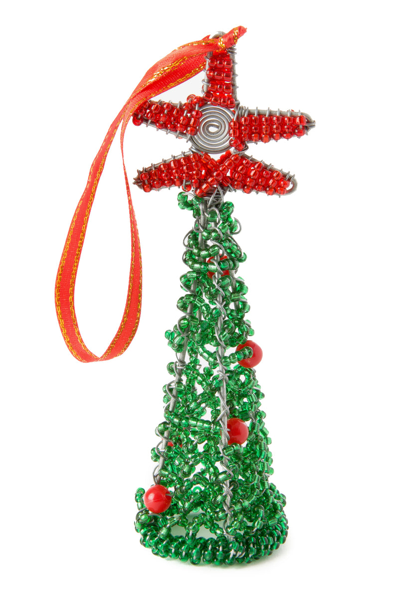 Green Beaded Krismasi Christmas Tree Ornament