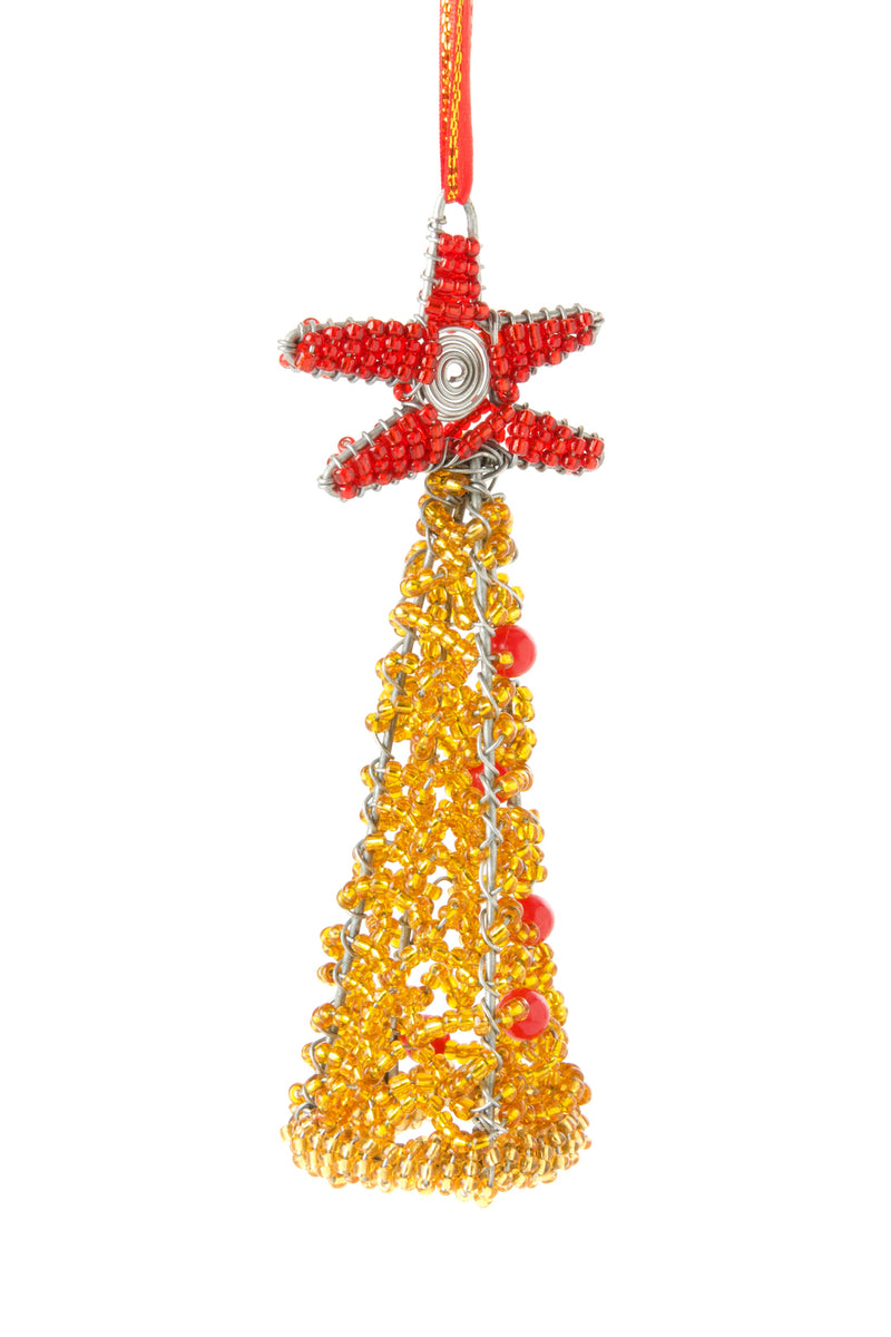 Gold Beaded Krismasi Christmas Tree Ornament