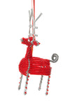 Red Beaded Wire Holiday Reindeer Ornament
