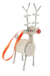 Silver Beaded Wire Holiday Reindeer Ornament