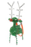 Green Beaded Wire Holiday Reindeer Ornament