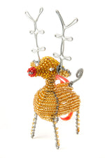 Gold Beaded Wire Holiday Reindeer Ornament