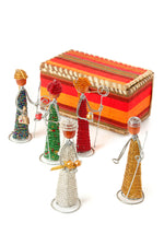 Kenyan Beaded Nativity Scene in Fabric and Banana Fiber Box
