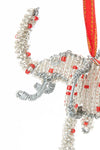 Silver Beaded Wire Holiday Elephant Ornament