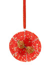 Red Beaded Wire Flower Christmas Ornament