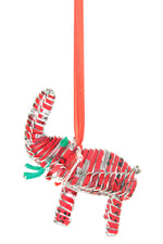 Red Recycled Aluminum Can Elephant Ornament