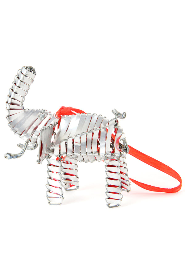 Silver Recycled Aluminum Can Elephant Ornament