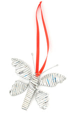 Silver Recycled Aluminum Can Butterfly Ornament