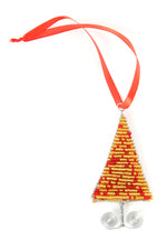 Gold Glass Bead Christmas Tree Ornament