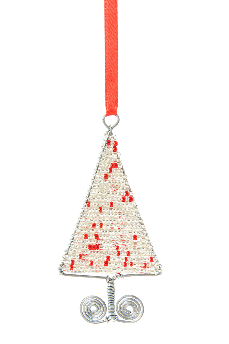 Silver Glass Bead Christmas Tree Ornament
