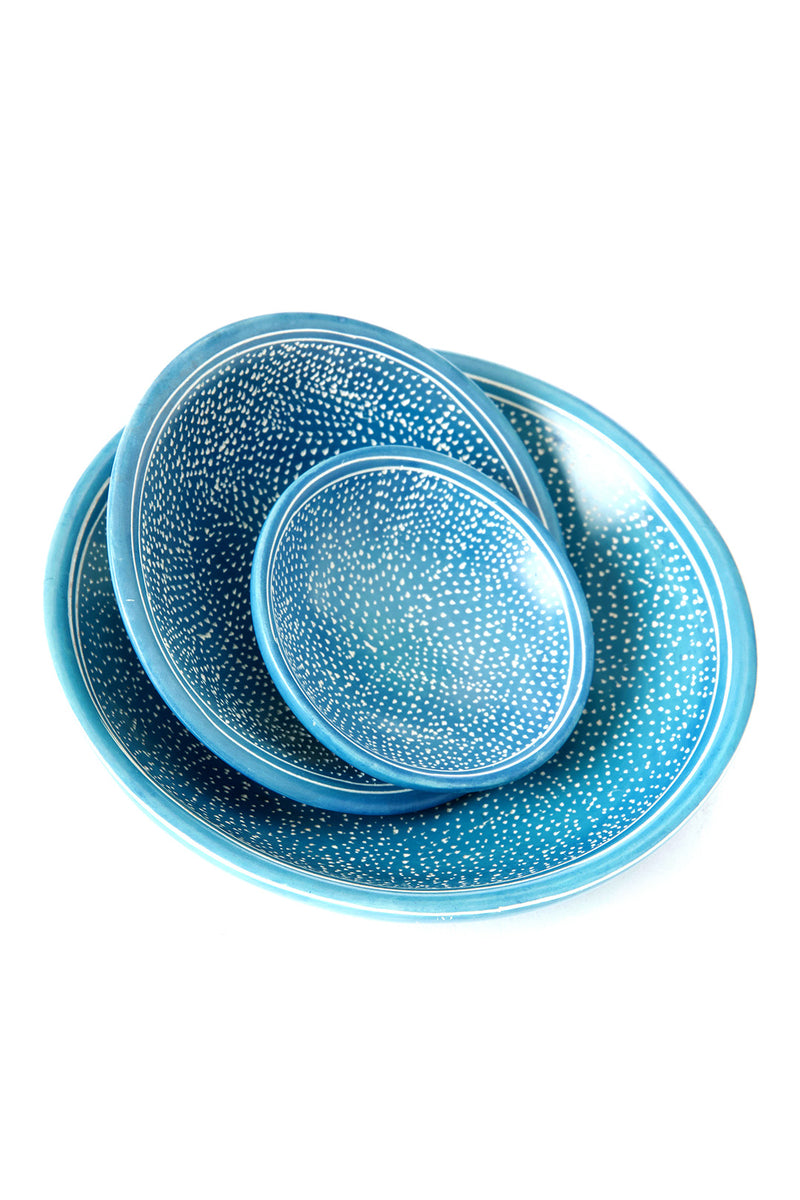 Azure <i>Celestial</i> Decorative Soapstone Bowl Set Default Title