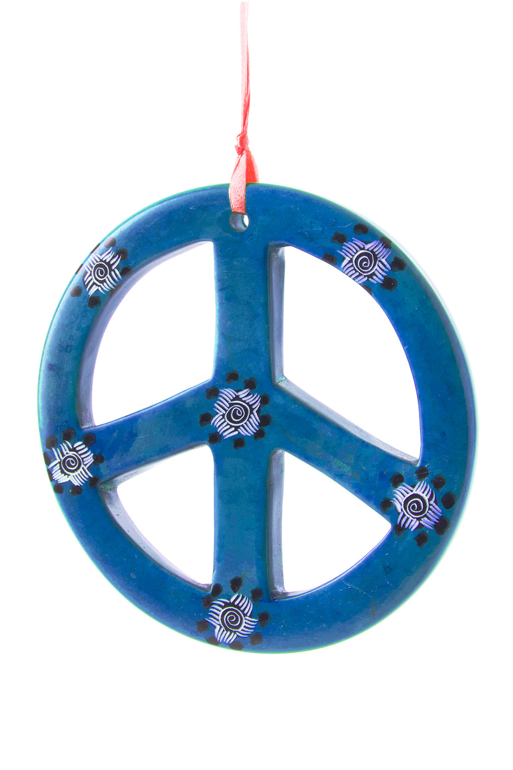 Teal Soapstone Peace Sign Hanging Ornament Default Title