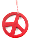 Red Soapstone Peace Sign Hanging Ornament Default Title