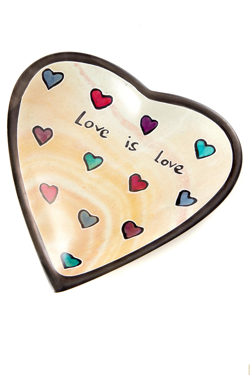 Kenyan Soapstone <i>Love is Love</i> Large Heart Dish Default Title