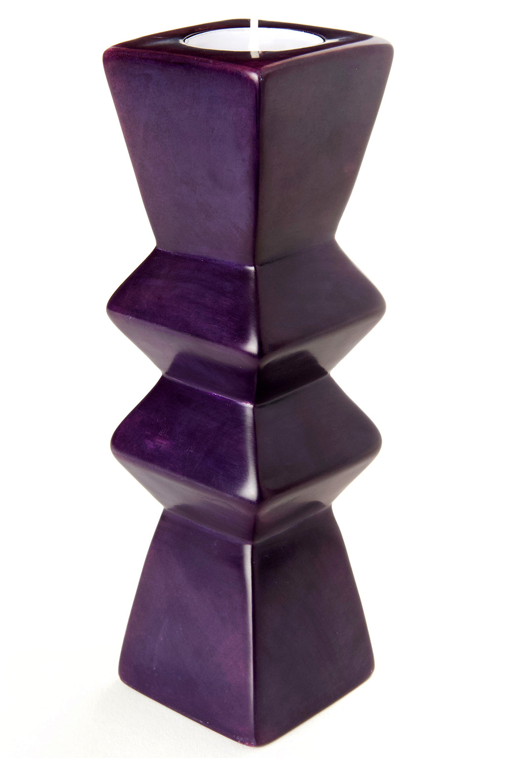 Purple Pleated Soapstone Candle Holder Default Title