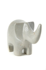 Dove Gray Soapstone Trumpeting Elephant