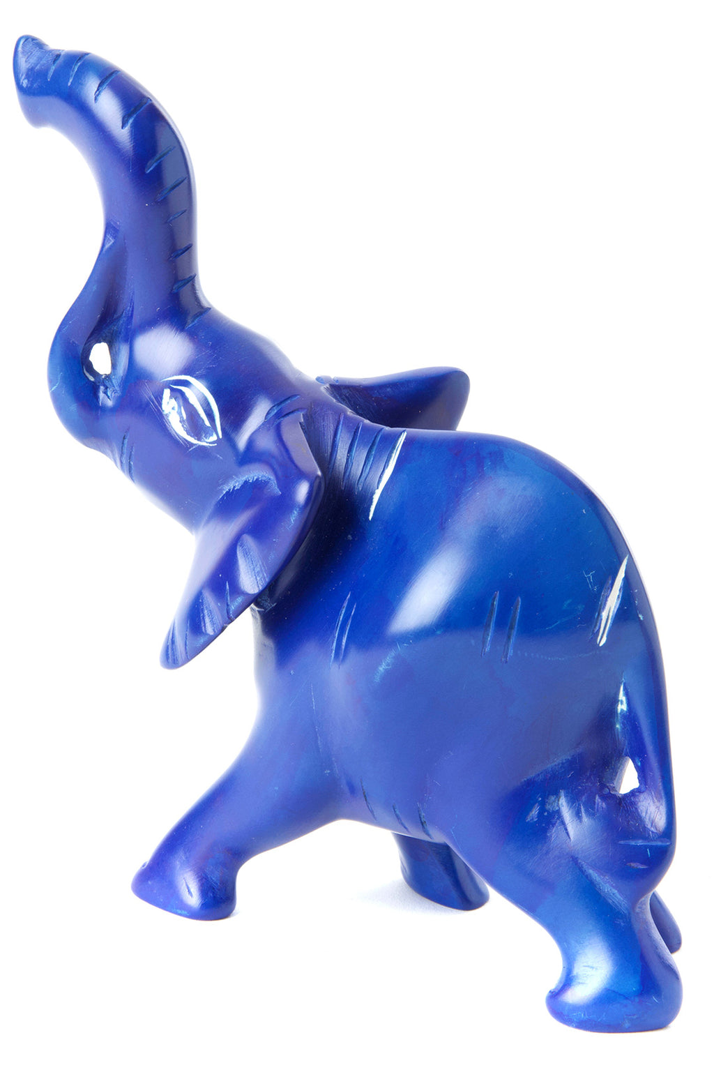 Large Blue Soapstone Trumpeting Elephant Default Title