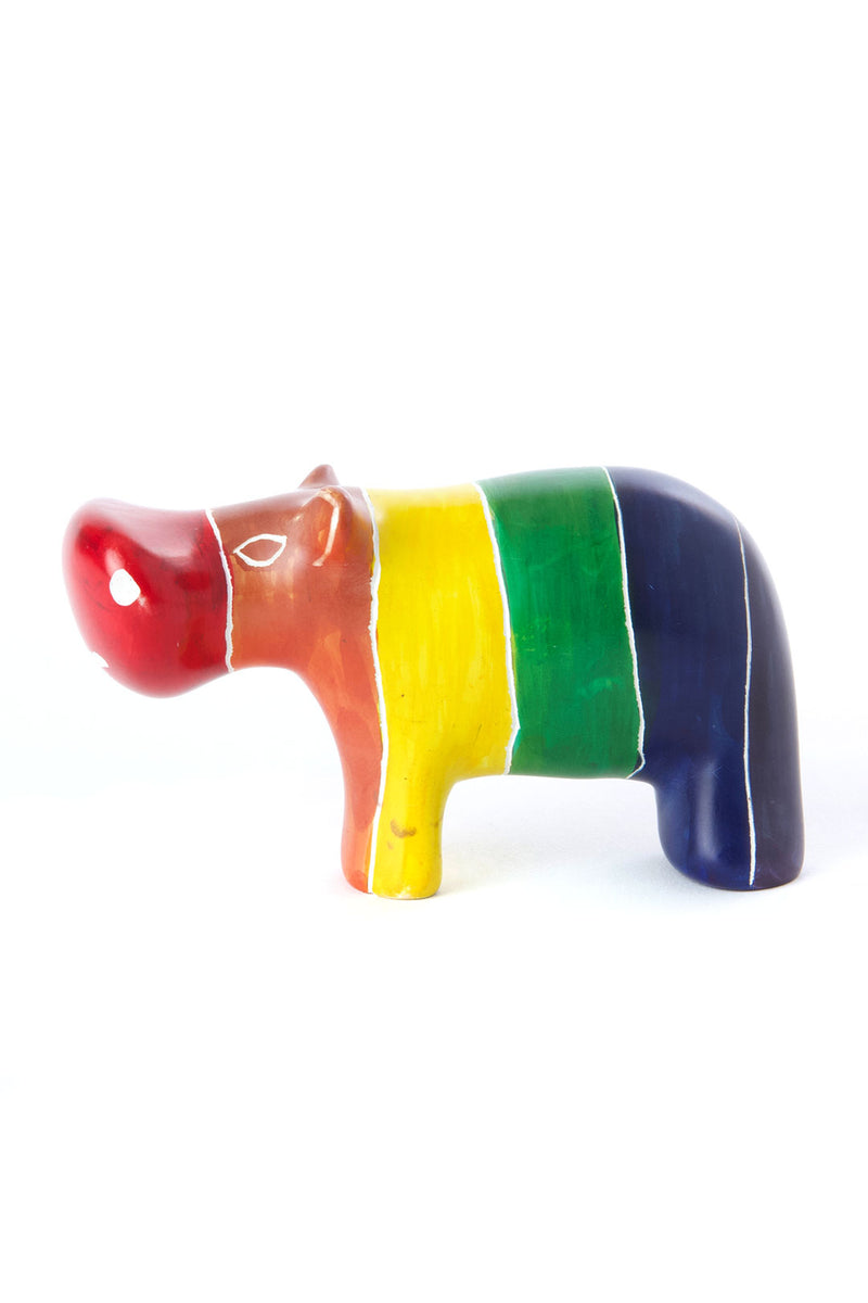 Kenyan Soapstone Rainbow Hippo Sculpture