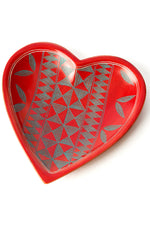 Red Kuba Pattern Kisii Soapstone Heart Dish Default Title