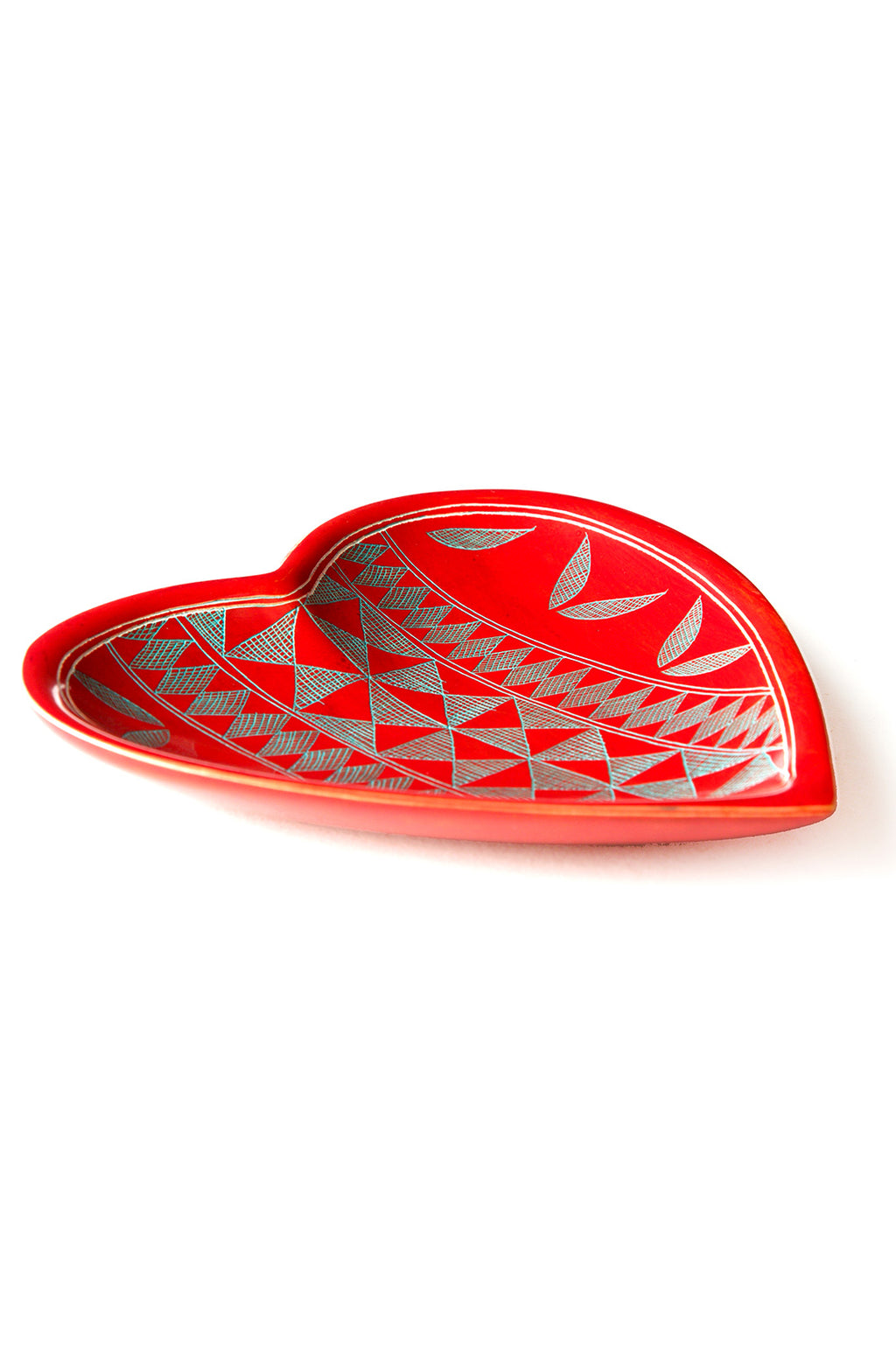 Red Kuba Pattern Kisii Soapstone Heart Dish Default Title