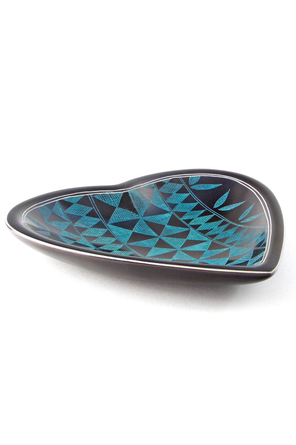 Blue Kuba Pattern Kisii Soapstone Heart Dish Default Title