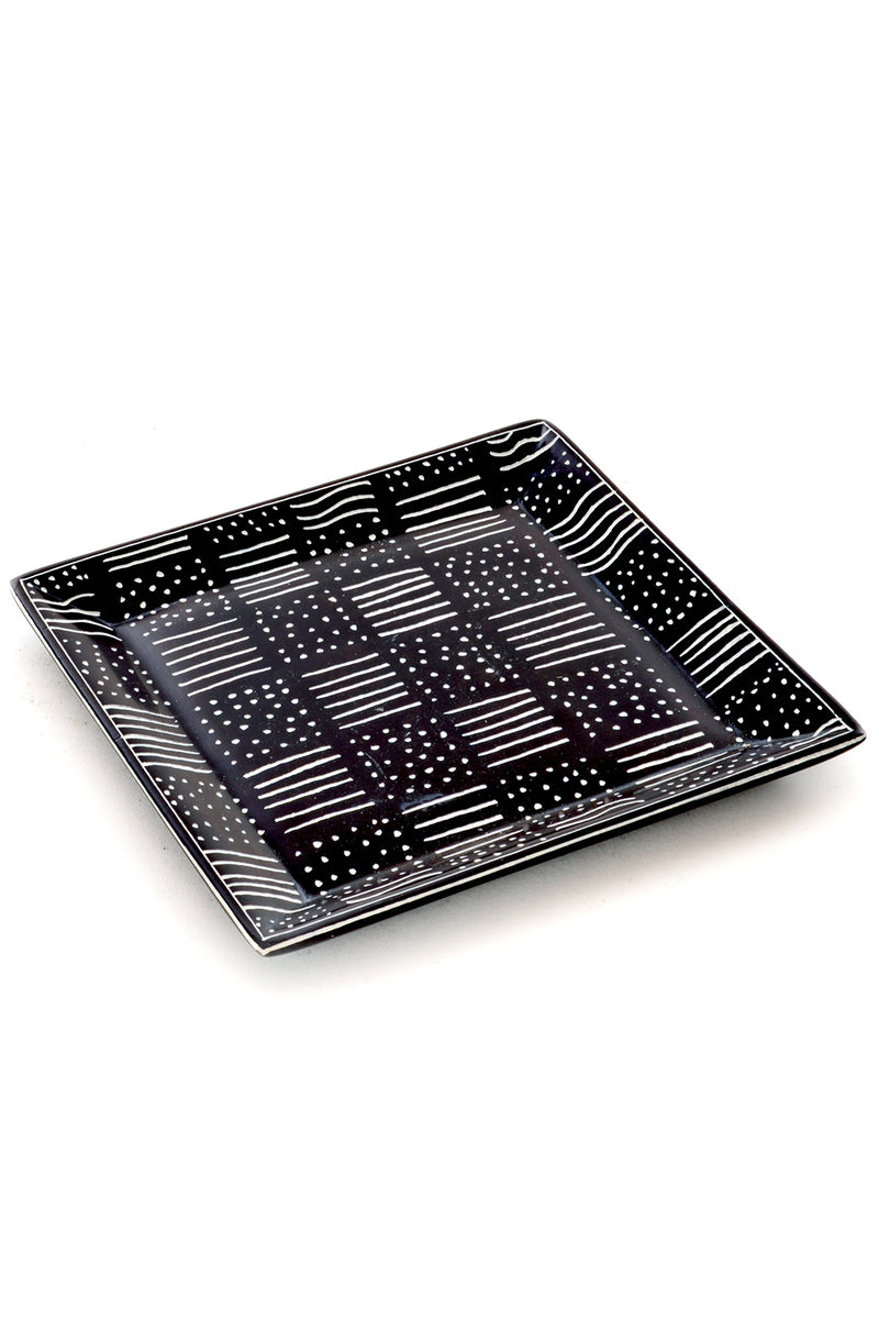 Spindle Mudcloth Square Soapstone Desktop Dish