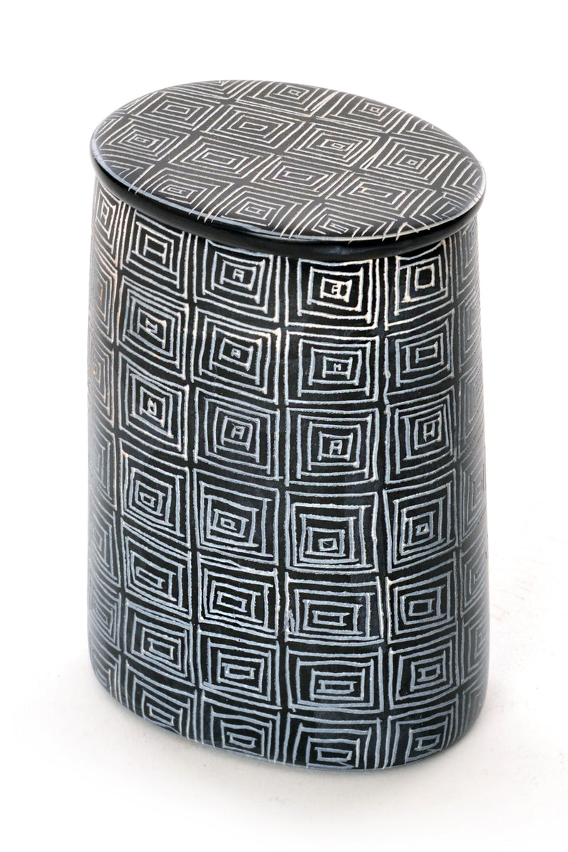 Segou Squares Mudcloth Tall Soapstone Desktop Box