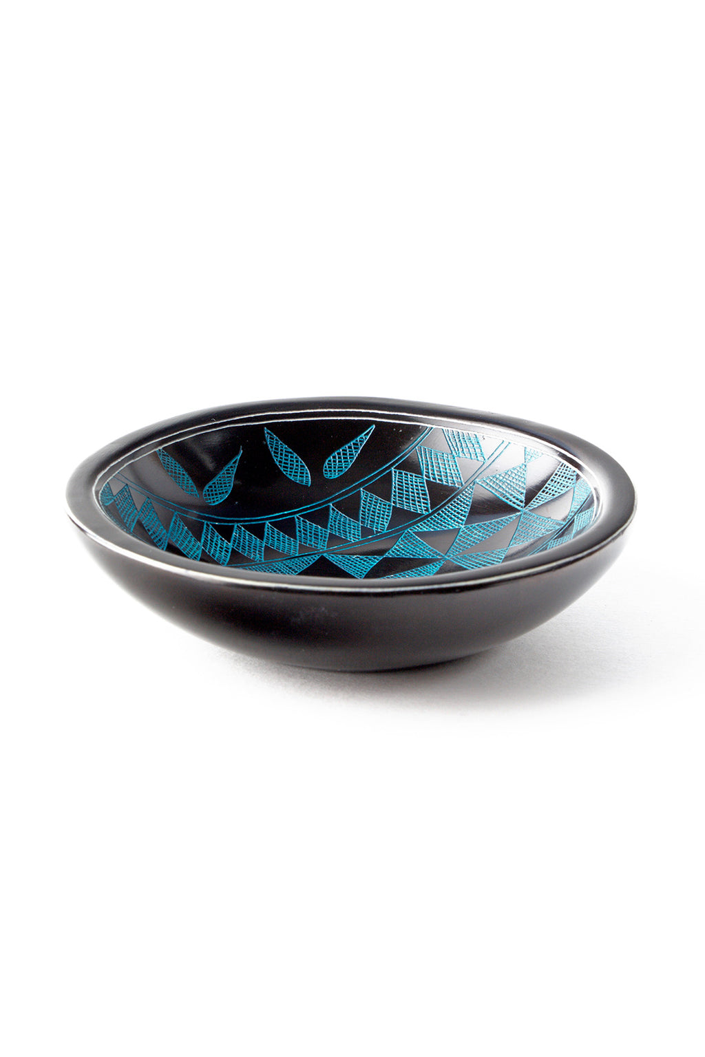 Small Blue Kuba Pattern Kisii Soapstone Bowl Default Title