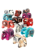 Dozen Colorful Hand Carved Soapstone Elephants Default Title