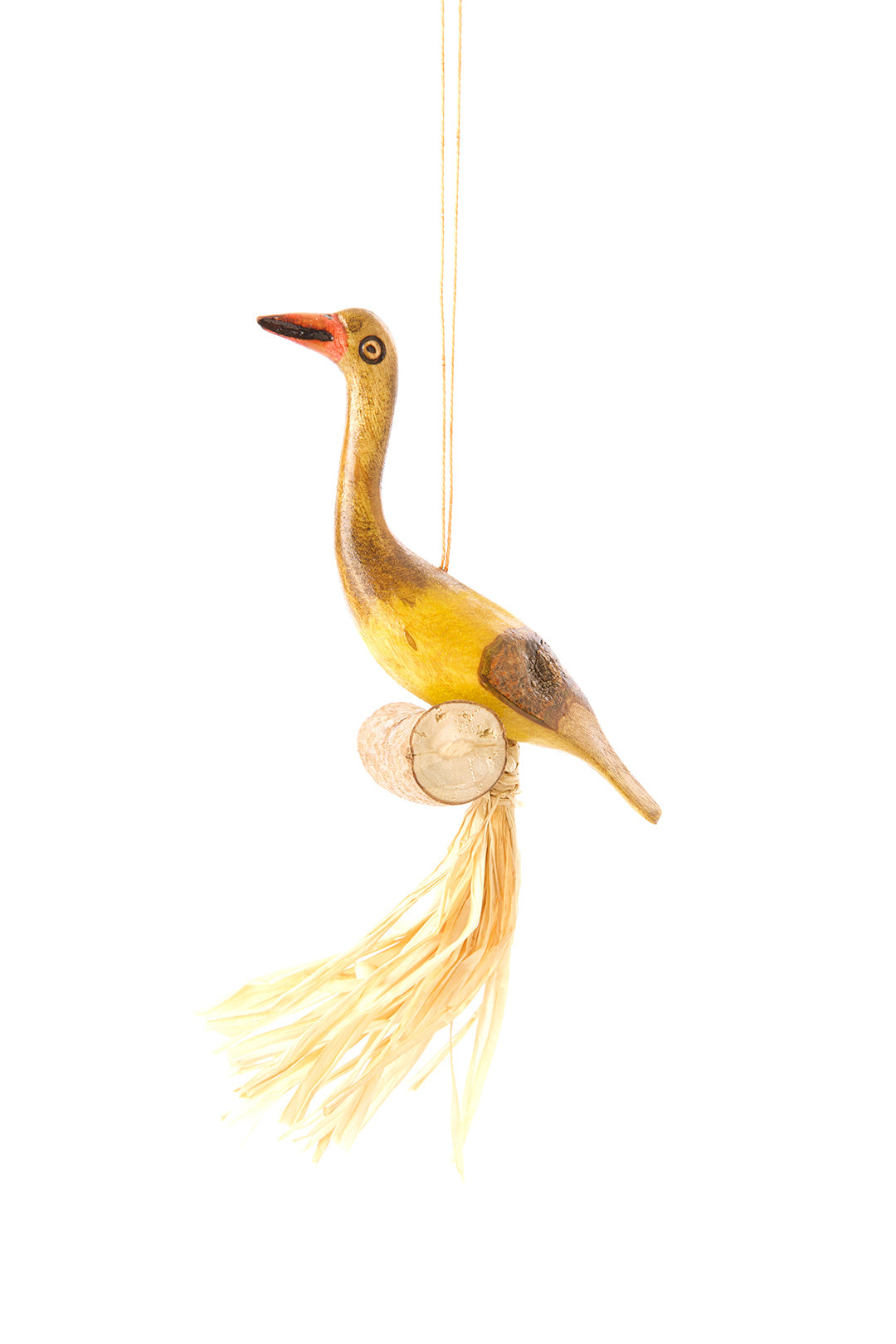 Hand Painted Perched Wooden Bird Ornament - Assorted