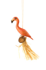 Hand Painted Perched Flamingo Bird Ornament