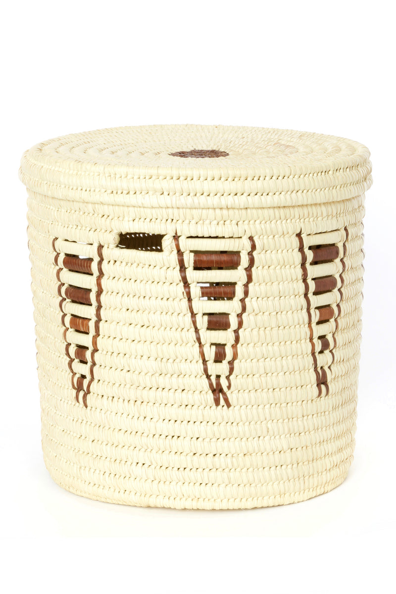 <b>Set of Three</b> Chestnut Arrow Gingerbread Tree Doum Palm Hamper Baskets