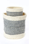 Set of Two Charcoal and Cream Twill Sisal Nesting Baskets