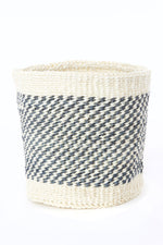 Set of Two Charcoal and Cream Twill Sisal Nesting Baskets