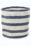 Set of Three Sisal Bins with Dove Gray Stripes