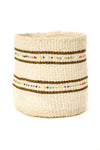 Vanilla Set of Three Petite Sisal Baskets with Colorful Beads