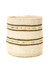 Vanilla Set of Three Petite Sisal Baskets with Colorful Beads
