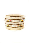 Vanilla Set of Three Petite Sisal Baskets with Colorful Beads