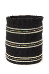 Licorice Petite Set of Three Sisal Baskets with Colorful Beads