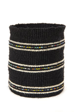 Licorice Petite Set of Three Sisal Baskets with Colorful Beads