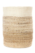 Tall Natural Sisal and Banana Fiber Twill Bin Basket