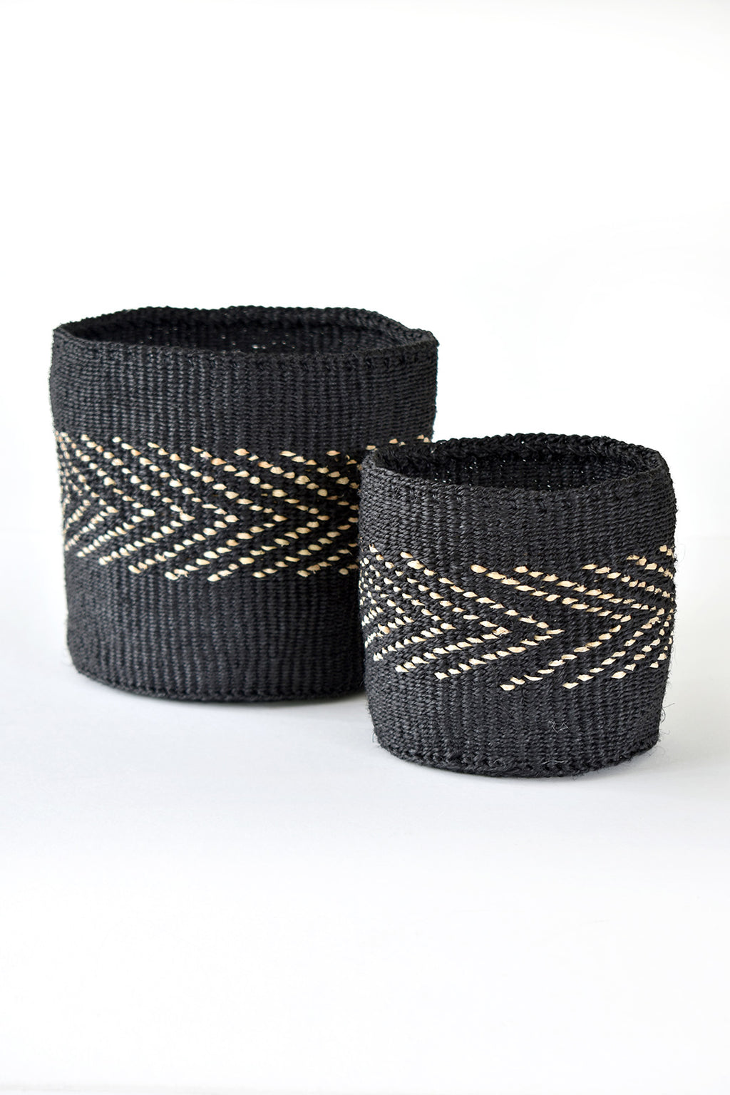 Set of Two Small Arrow Banana Fiber and Sisal Bins