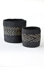 Set of Two Small Arrow Banana Fiber and Sisal Bins