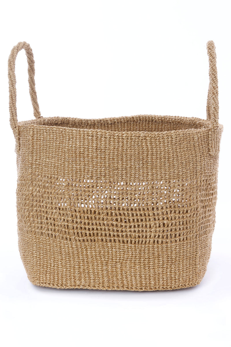 Set of Three Open Weave Khaki Sisal Nesting Baskets