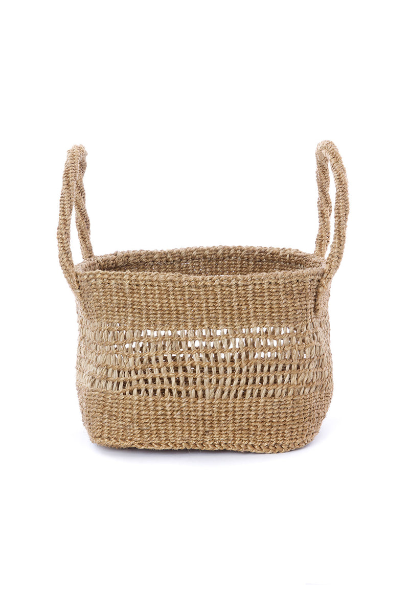 Set of Three Open Weave Khaki Sisal Nesting Baskets