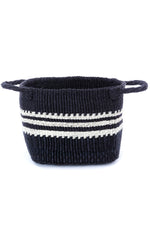 Sisal Storage Basket in Black with White Stripes