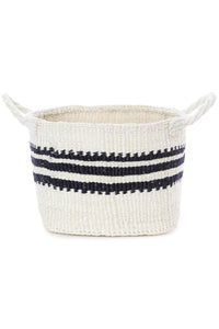 Sisal Storage Basket in White with Black Stripes