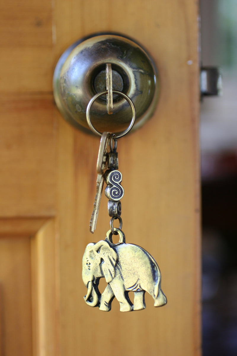 Set of 6 South African Brass Elephant Keychains