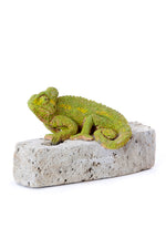 Kenyan Ceramic Chameleon on Rock Sculpture