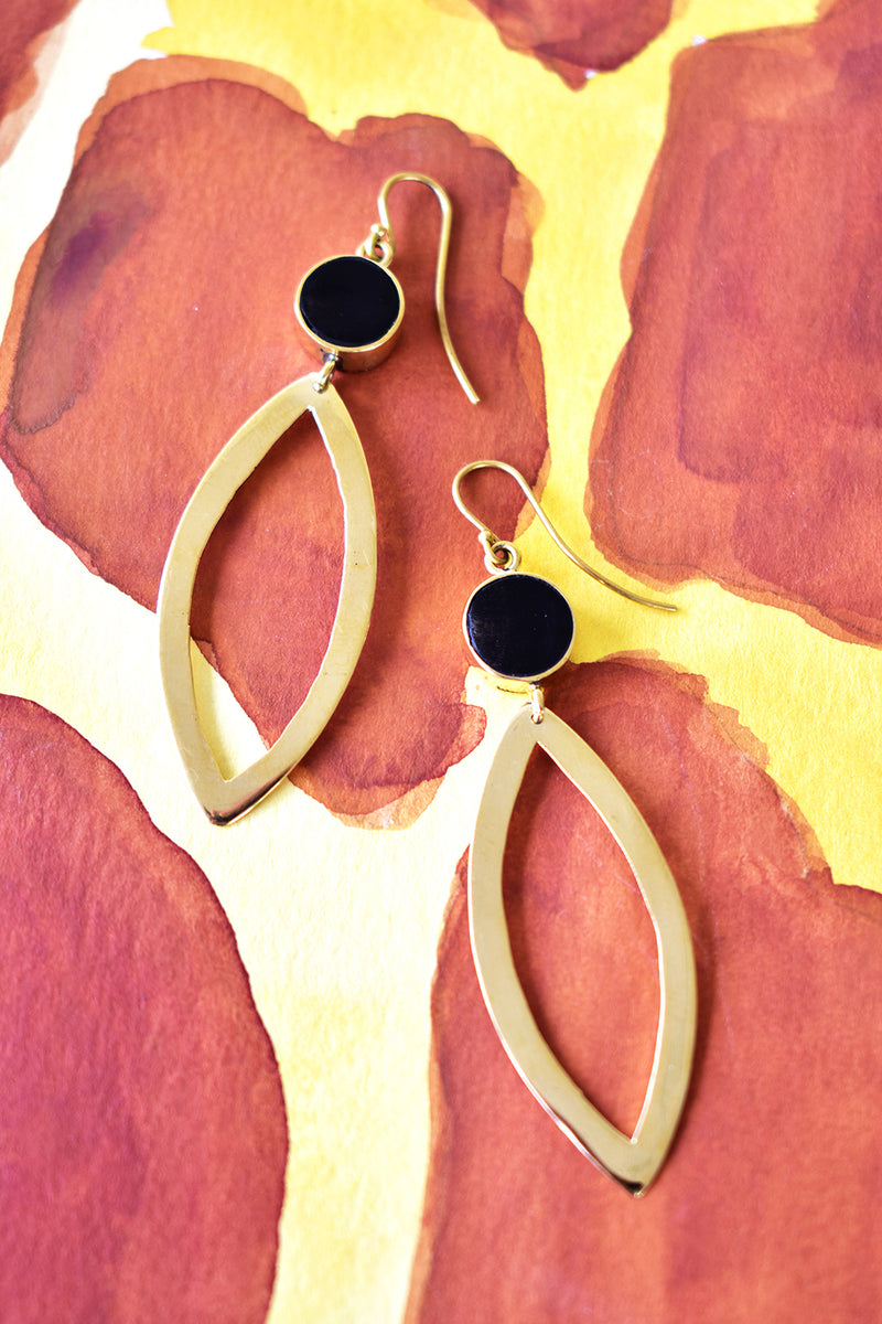 Kenyan Brass and Cow Horn Keen Eye Earrings